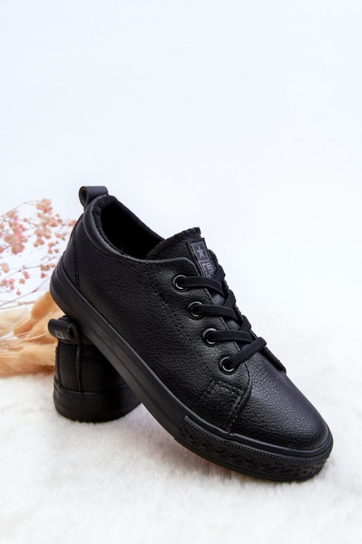 Peau Chaussures de loisirs pour enfants couleur noire Poliana