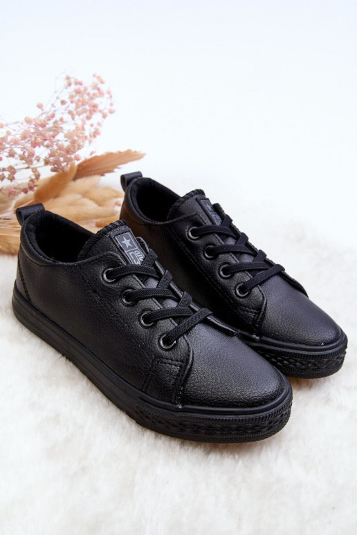 Peau Chaussures de loisirs pour enfants couleur noire Poliana