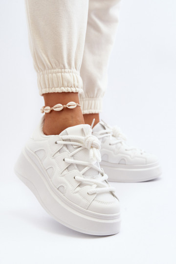 Dames Sneakers model schoenenGrubym Vetersluitingm Initte kleur Vinali