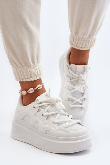 Dames Sneakers model schoenenGrubym Vetersluitingm Initte kleur Vinali 2