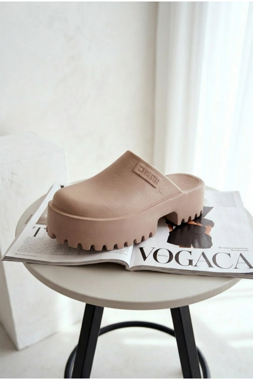 Slippers met modieuze massieve zool Big Star NN274016 beige