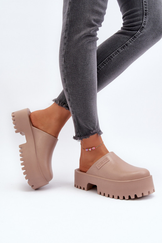 Slippers met modieuze massieve zool Big Star NN274016 beige