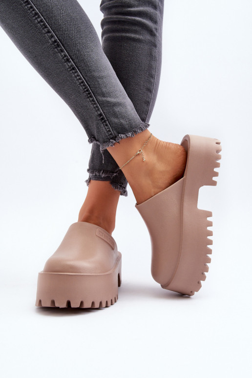 Slippers met modieuze massieve zool Big Star NN274016 beige