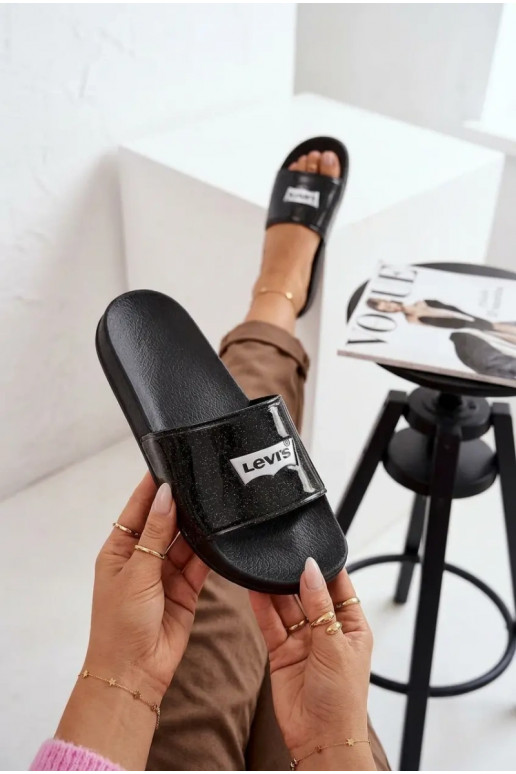 Chaussons jeunes LEVI'S VPOL0251S-2693 couleur noire avec brillance