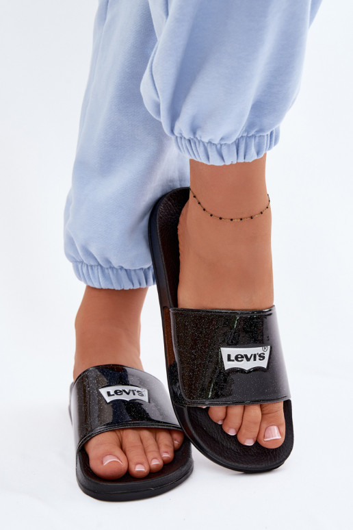 Jeugdslippers LEVI'S VPOL0251S-2693 zwart met glans