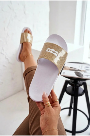 Jeugdslippers LEVI'S VPOL0251S-3923 goudkleurig met glans 2