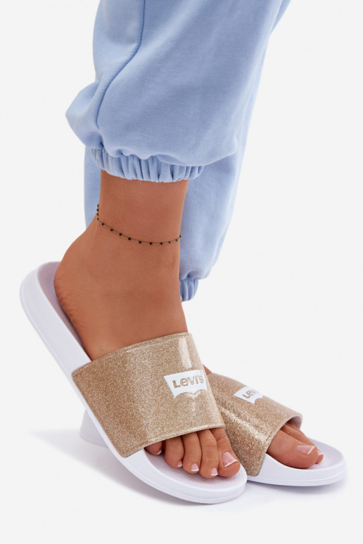 Jeugdslippers LEVI'S VPOL0251S-3923 goudkleurig met glans