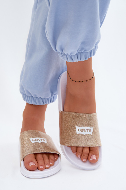 Jugend Pantoletten LEVI'S VPOL0251S-3923 goldfarben mit Glanz