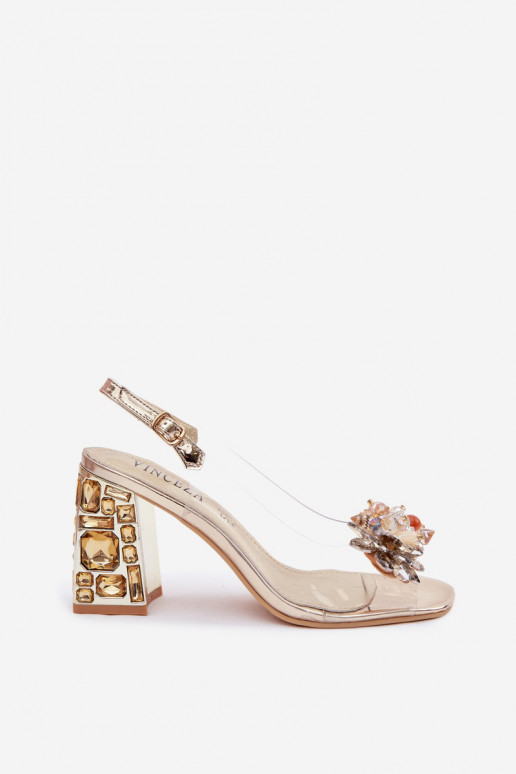 sandalen Perregimi met hakken met glanzende gaten Vinceza 70121 gouden kleur