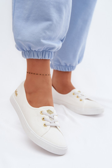 Turnschuhe Freizeitschuhe Lee Cooper LCIN-26-02-4043 INeiß-goldene Farbe 2