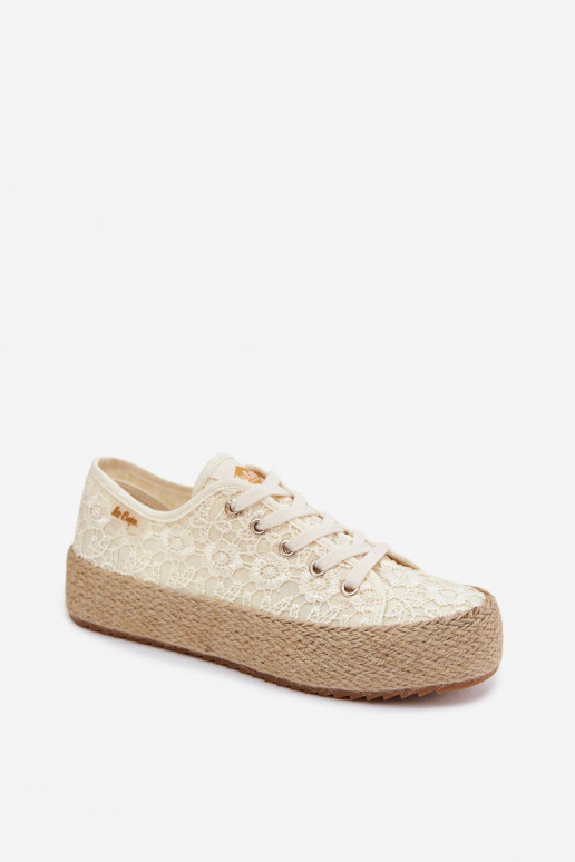 met kantmotieven vrijetijdsschoenen espadrilles met platform Lee Cooper LCIN-26-31-4328 beige