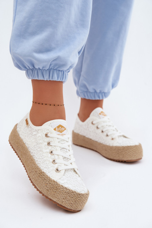 met kantmotieven vrijetijdsschoenen espadrilles met platform Lee Cooper LCIN-26-31-4326 Initte kleur