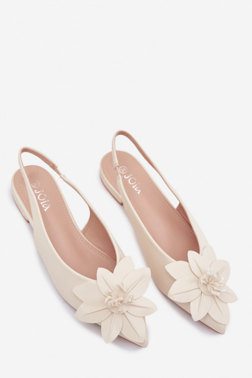 Damensandalen mit breiten AbsätzenDekoracyjnym Eine Blume elfenbeinfarbe Telivette