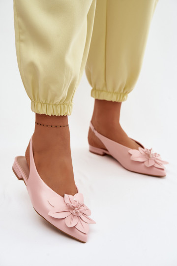 Dames roze sandalen met brede hakken en decoratieve bloem Telivette 2