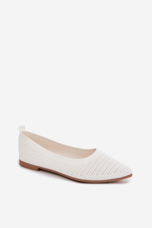 grille Ballerines en tissu Féminin couleur blanche Sarina