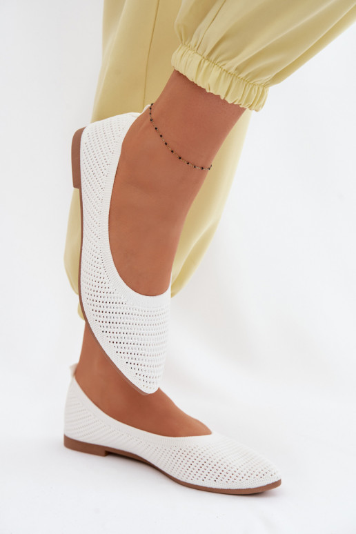 grille Ballerines en tissu Féminin couleur blanche Sarina