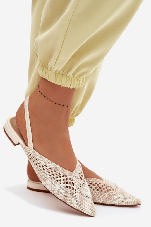 gemusterte Sandalen Feminin mit breiten Absätzen Beige Lelrene