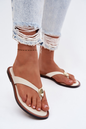 gelijk aan Slippers Slippers Dames Ze gouden kleurm Detalem ivoor Tella