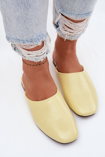 Dames gele platte slippers van kunstleer Romelle