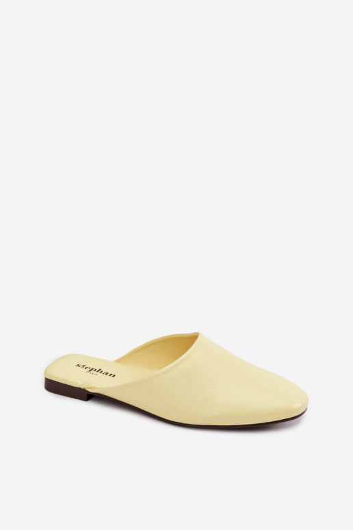 Pantoufles pour femmes MuleImitacji Skóry isocèle couleur jaune Romelle