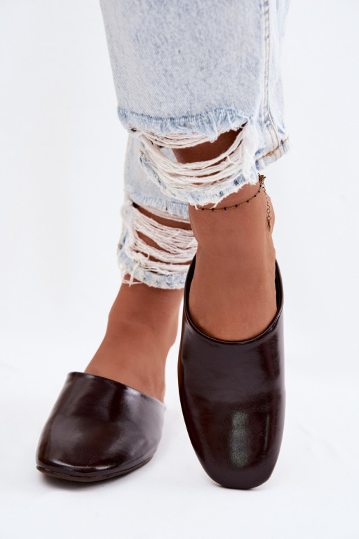 Pantoufles pour femmes MuleImitacji Skóry isocèle CzekoladoÀe Romelle