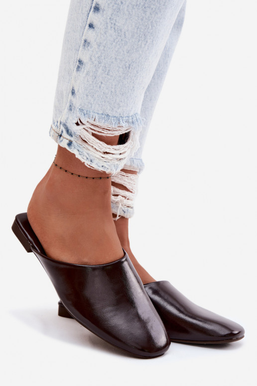 Damenhausschuhe MuleImitacji Skóry gleichschenklig CzekoladoZue Romelle