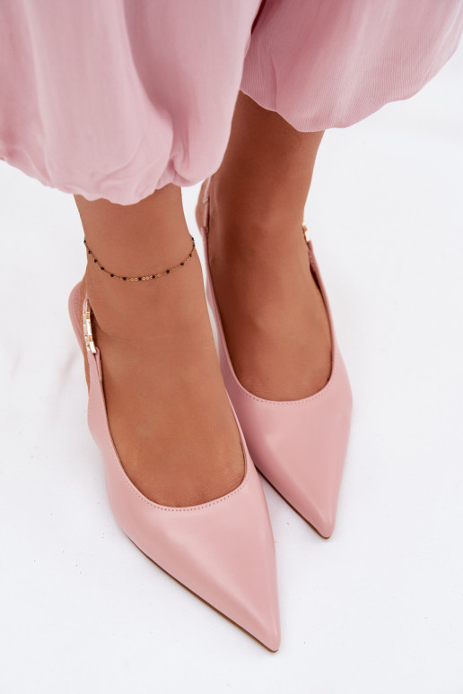 DamensandalenImitacji Skóry mit dünnen Absätzen pinke Farbe Jelissey