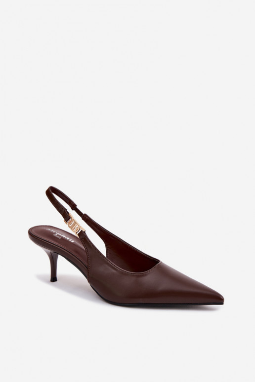 Dames sandalenImitacji Skóry met dunne hakken CzekoladoIne Jelissey