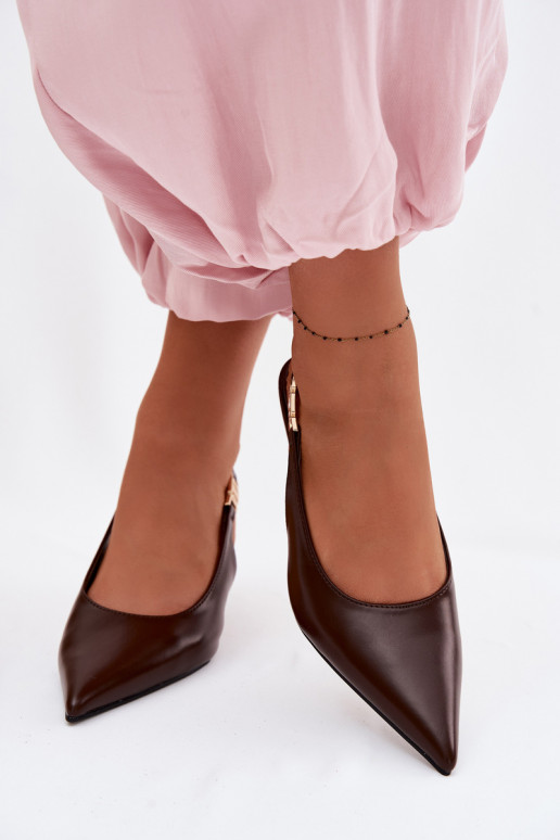 DamensandalenImitacji Skóry mit dünnen Absätzen CzekoladoZue Jelissey