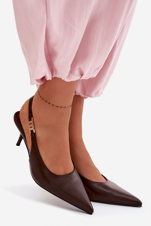 Dames sandalenImitacji Skóry met dunne hakken CzekoladoIne Jelissey