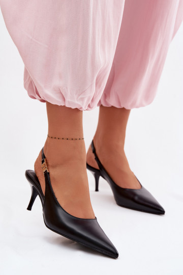 Sandales noires en simili cuir avec talons fins Jelissey
