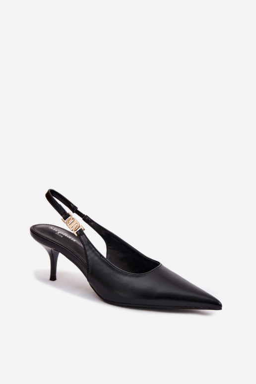 Sandales pour femmesImitacji Skóry avec des talons fins couleur noire Jelissey