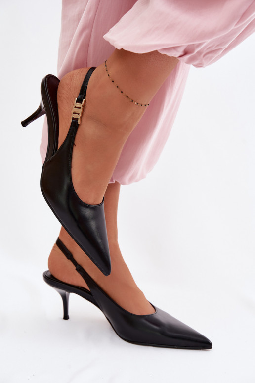 Sandales pour femmesImitacji Skóry avec des talons fins couleur noire Jelissey