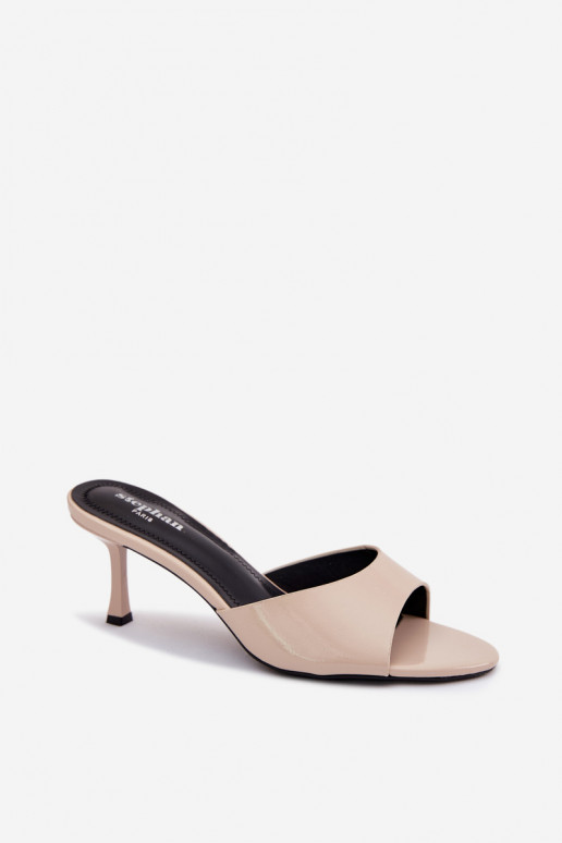avec effet vernis ChaussonsImitacji Skóry avec des talons fins beige Melissea