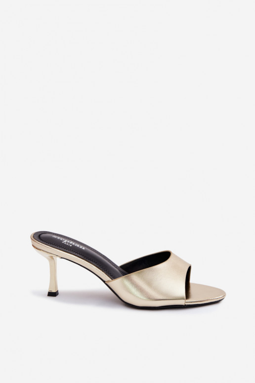 ChaussonsImitacji Skóry avec des talons fins couleur dorée Melissea