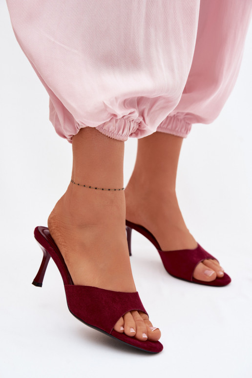 SlippersImitacji van suèdeu met dunne hakken bordeaux Melissea