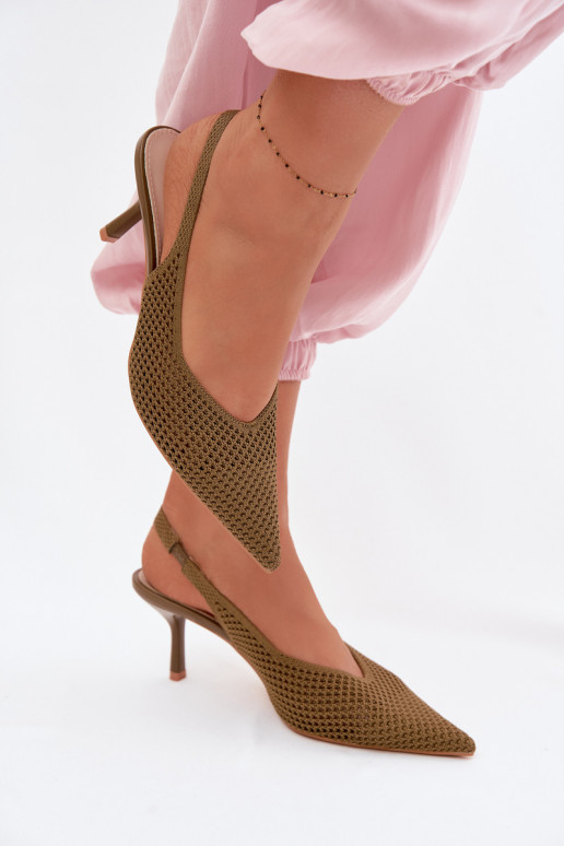 DamensandalenNetzgo Es mussterialu mit dünnen Absätzen grüne Farbe Emiliana