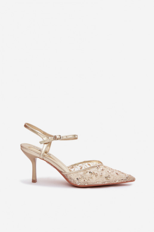 Gaas Dames sandalen met dunne hakkenmet glansującym Zdobieniem gouden kleur Laria