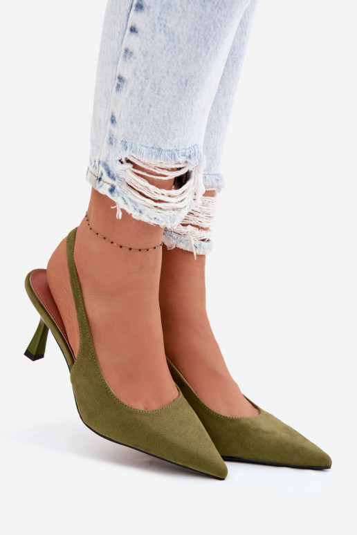 Sandales pour femmes avec des talons finsImitacji en daimu couleur verte Saria