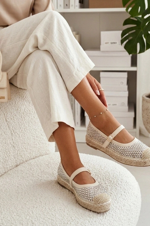 Zandkleurige platform espadrilles...