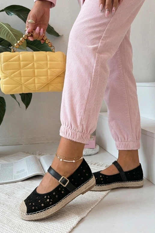 Espadrilles noires ajourées à...