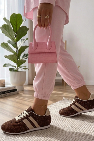 Braune Sneakers mit Zirkonsteinen Sybilla 2