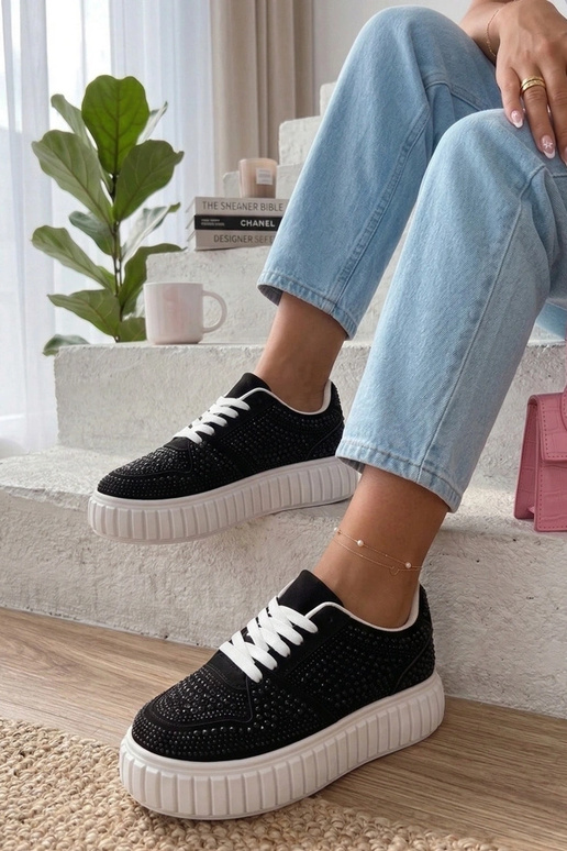 Schwarze Plattform-Sneakers mit...