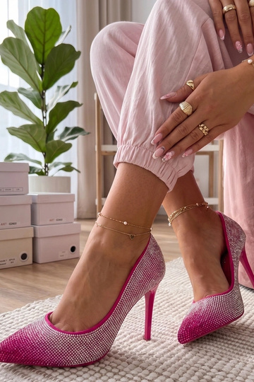 Roze hoge hakken met zirconia Faustyna 2