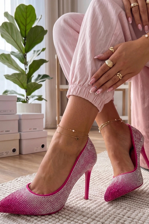 Rosa High Heels mit Zirkonia Faustyna
