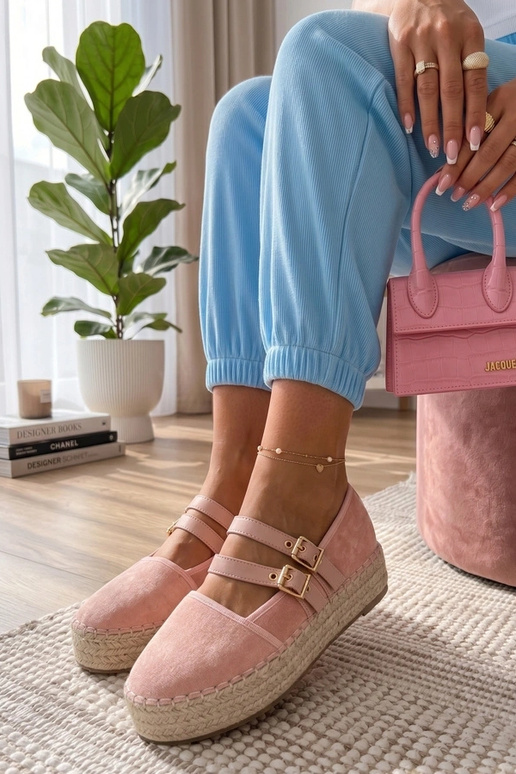 Espadrilles roses à plateforme Marcelle