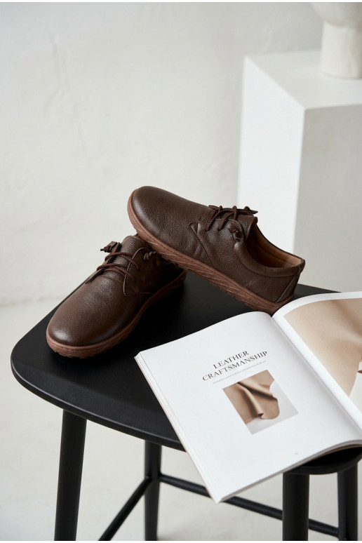 Baskets en cuir pour femmes Barefoot Zazoo 10189 chocolat