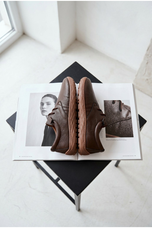 Baskets en cuir pour femmes Barefoot Zazoo 10189 chocolat