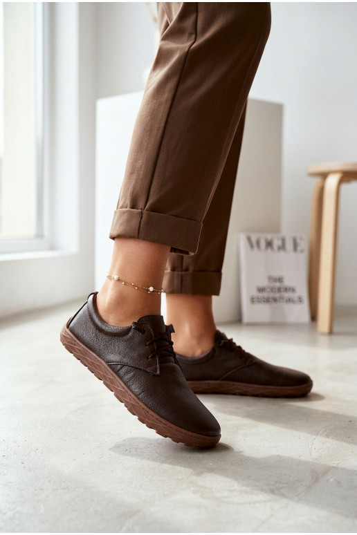 Baskets en cuir pour femmes Barefoot Zazoo 10189 chocolat