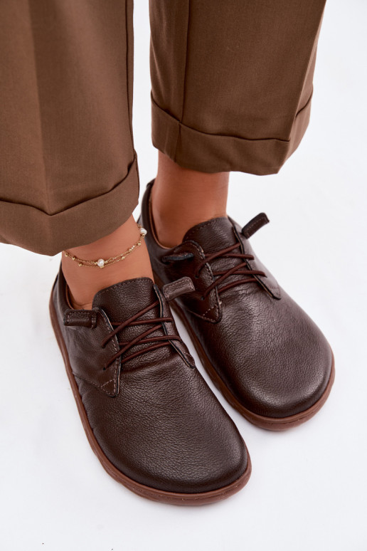 Leren dames schoenen Barefoot Zazoo 10189 chocolade kleur